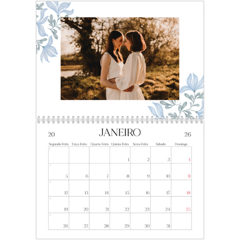 Calendário fotográfico duplo A4 — Floral elegante