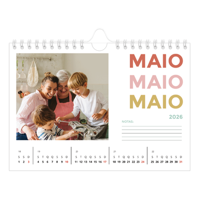 Calendário A5 horizontal — Tipo de letra colorida [capa]