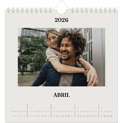 Calendário quadrado — Marfim simples [Abril]