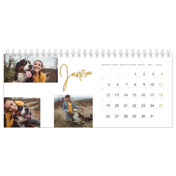 Calendário de Fotografias de Mesa — Marcador dourado
