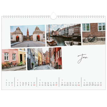 Calendário fotográfico horizontal A3 — Férias na cidade