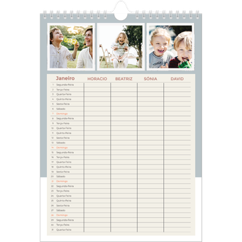 Calendário fotográfico A4 — Molduras terrosas Planner - Família de 4