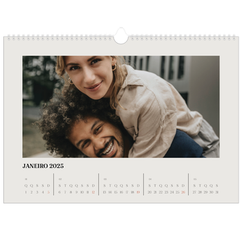 Calendário fotográfico horizontal A3 — Marfim simples