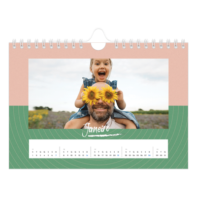 Calendário A5 horizontal — Cor e padrão [Janeiro]