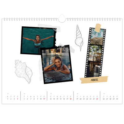 Calendário A3 Horizontal — Estilo de álbum de recortes [Abril]
