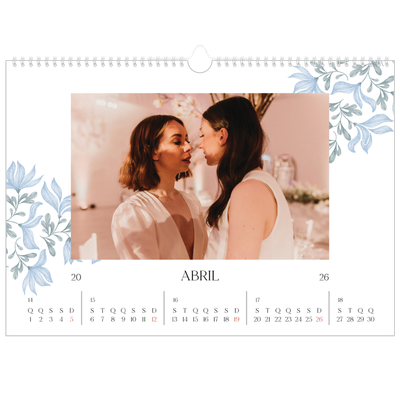Calendário A3 Horizontal — Floral elegante [Abril]