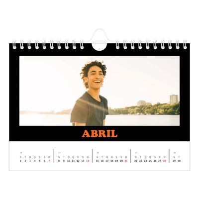 Calendário A5 horizontal — Tipo divertido [Abril]