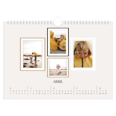 Calendário A4 horizontal — Galeria de fotografias de parede [Abril]