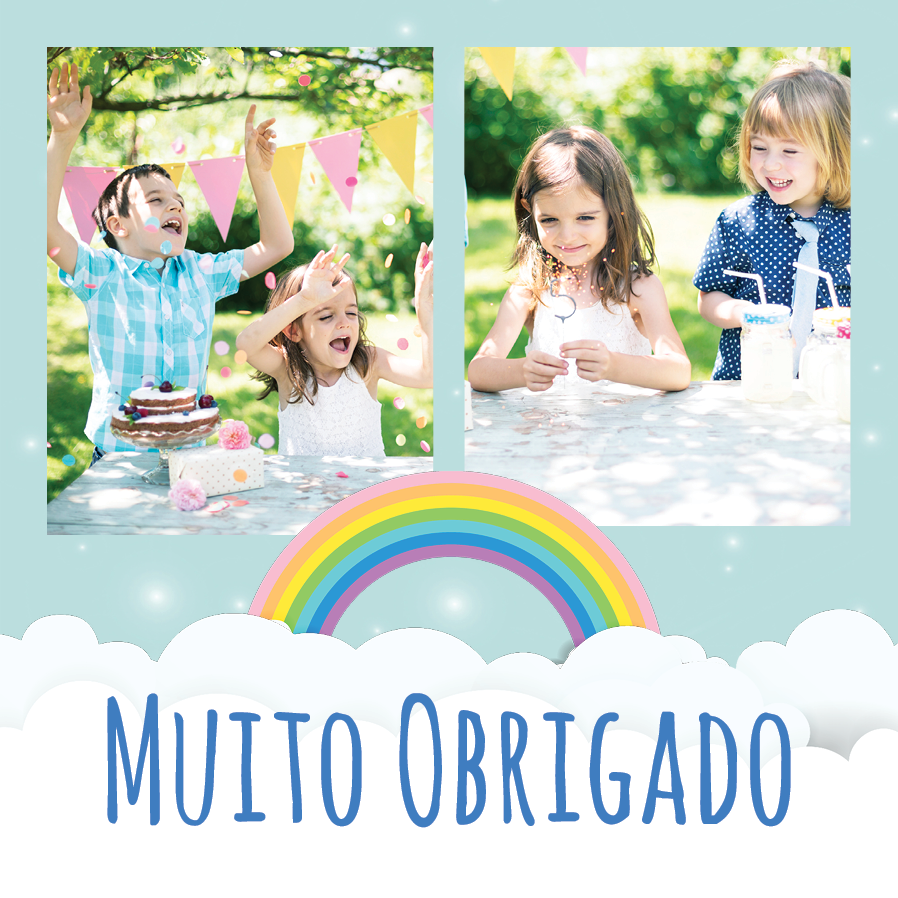 Cartões de agradecimento — Nuvens arco-íris fofas