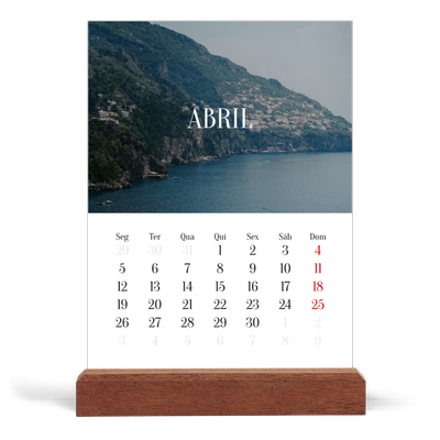 Calendário de mesa com suporte em madeira - vertical  — Escapadinha infinita [Abril]