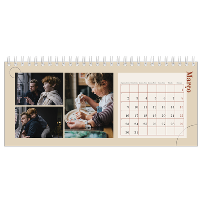 Calendários de mesa — Texto assimétrico [Março]