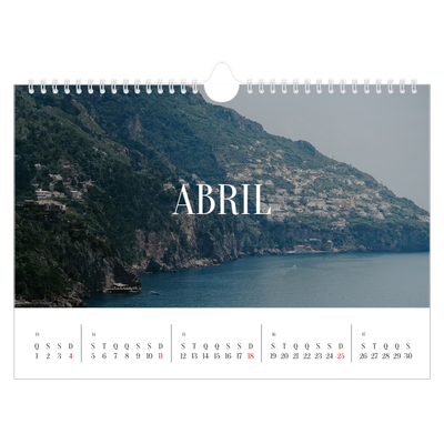 Calendário A4 horizontal — Escapadinha infinita [Abril]