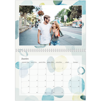 Calendário fotográfico duplo A4 — Manchas de aquarela