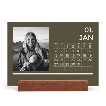 Calendário de mesa com suporte em madeira - horizontal — Contemporâneo arrojado