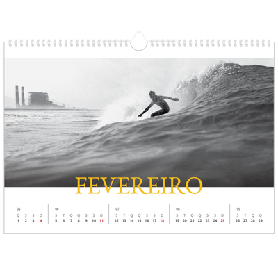 Calendário A3 Horizontal — Estilo Heritage [Fevereiro]