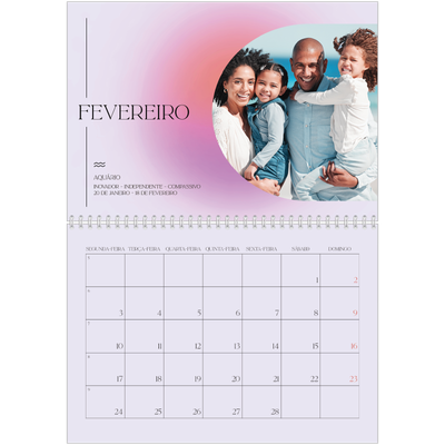 Calendário A4 duplo — Degradê de astrologia [Fevereiro]