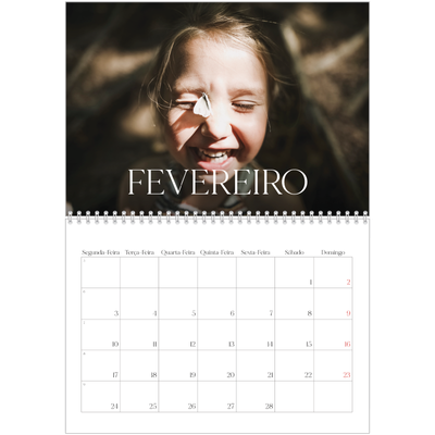 Calendário A4 duplo — Doze meses grandes [Fevereiro]