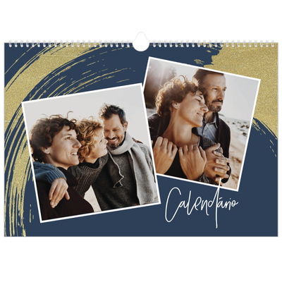 Calendário A3 Horizontal — Fundos com pincel dourado [capa]