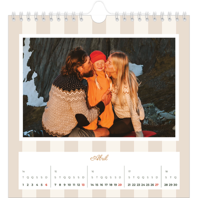 Calendário quadrado — Escrita e riscas [Abril]