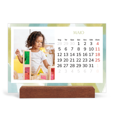 Calendário de mesa com suporte em madeira - horizontal  — Efeito de pincel [capa]