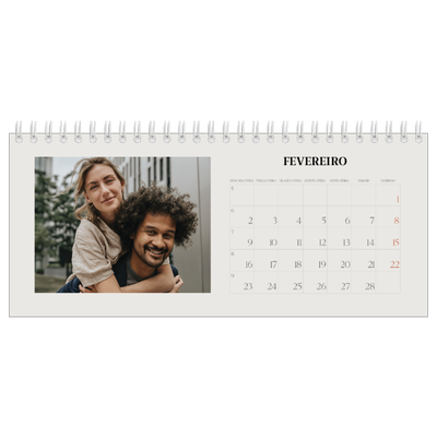 Calendários de mesa — Marfim simples [Fevereiro]
