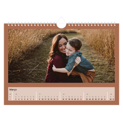 Calendário A4 horizontal — Cores da terra [Março]