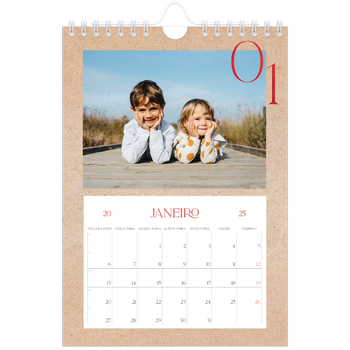 Calendário A5 — Toques de vermelho