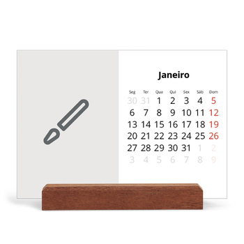 Calendário de mesa com suporte em madeira - horizontal — Desenhe o seu próprio produto