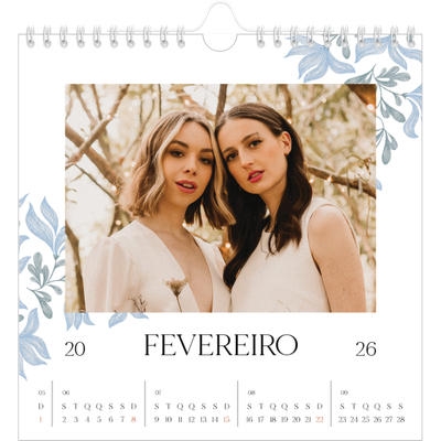 Calendário quadrado — Floral elegante [Fevereiro]