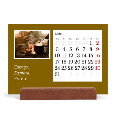 Calendário de mesa com suporte em madeira - horizontal  — Terra editorial [capa]