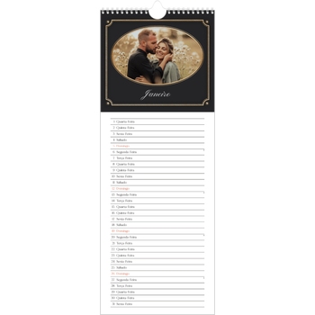 Calendário fino (15 x 40 cm) — Clássico vintage