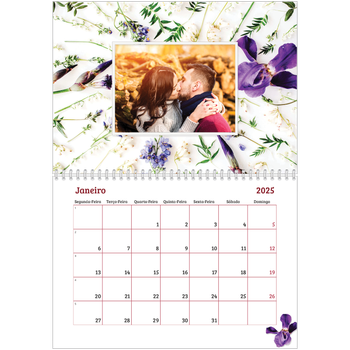 Calendário fotográfico duplo A4 — Molduras de flores