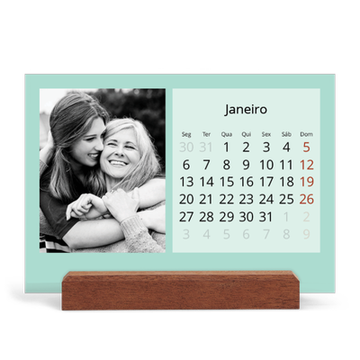 Calendário de mesa com suporte em madeira - horizontal  — Neo Scandi [Janeiro]