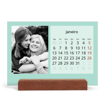 Calendário de mesa com suporte em madeira - horizontal — Neo Scandi