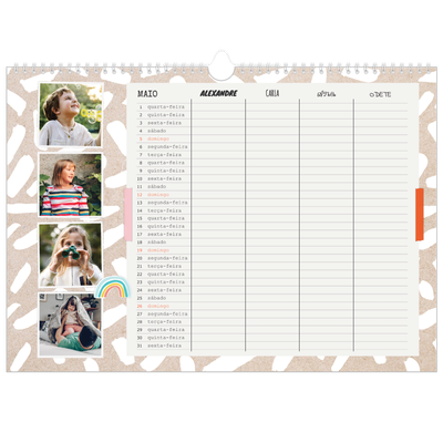 Calendário de família horizontal A3 — Planificador Rústico - Familia de 4 [capa]