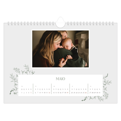 Calendário A4 horizontal — Flores desenhadas à mão [capa]