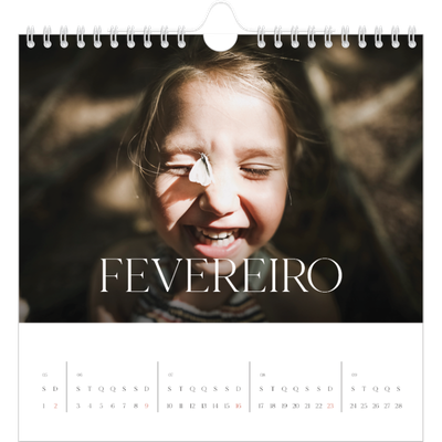 Calendário quadrado — Doze meses grandes [Fevereiro]