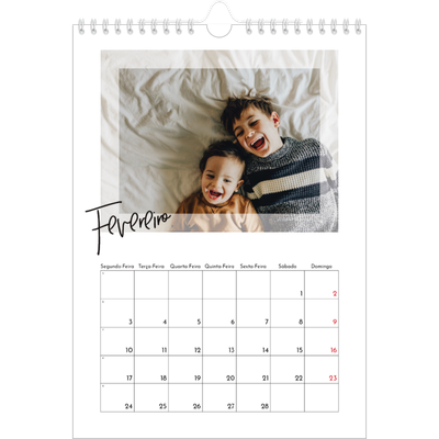 Calendário fotográfico A4 — Moldura transparente [Fevereiro]