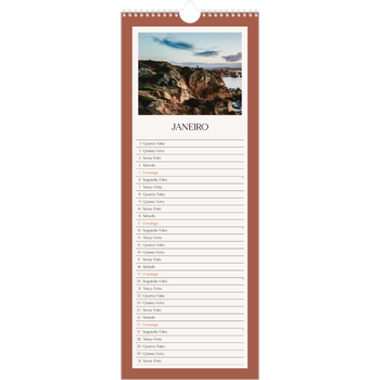Calendário fino (15 x 40 cm) — Cores clássicas