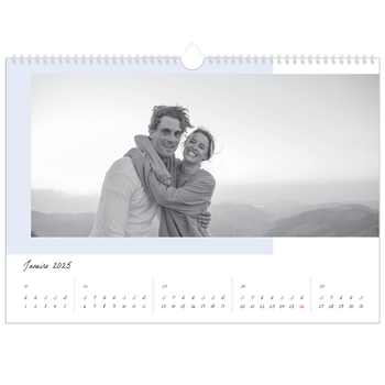 Calendário fotográfico horizontal A3 — Ecrãs a cores