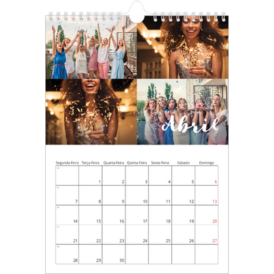 Calendário fotográfico A4 — Script simples [Abril]