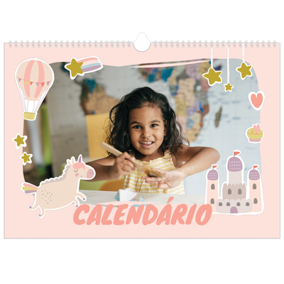 Calendário A3 Horizontal — Unicórnio arco-íris [capa]