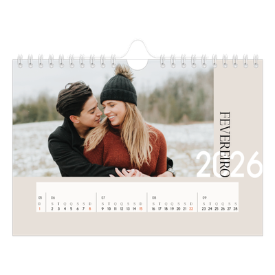 Calendário A5 horizontal — Texto sobreposto [Fevereiro]