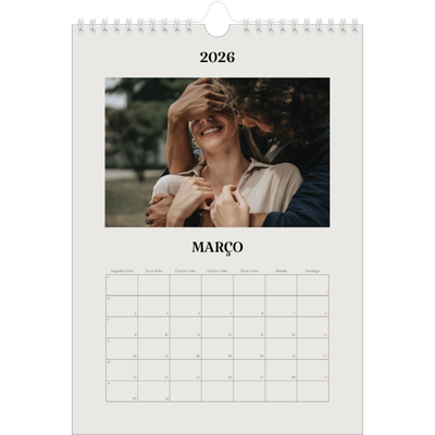 Calendário fotográfico A4 — Marfim simples [Março]