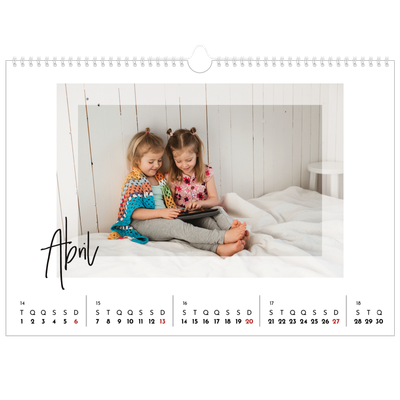 Calendário A3 Horizontal — Moldura transparente [Abril]