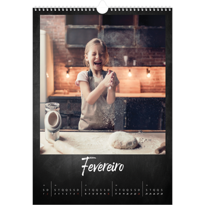 Calendário A3 — Estilo de quadro-negro [Fevereiro]