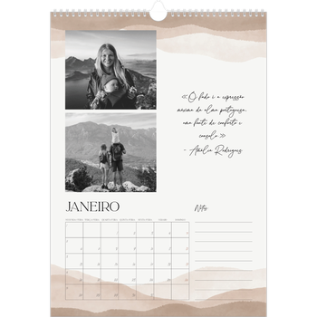 Calendário fotográfico A3 — Citações de bem-estar
