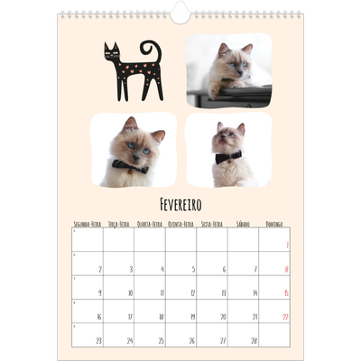 Calendário A3 — Patas de gato e garatujas [Fevereiro]