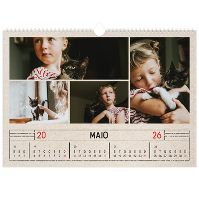 Calendário A3 Horizontal — Efeito de carimbo de artesanato [capa]