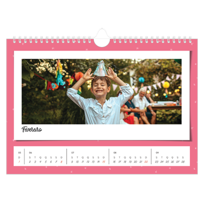 Calendário A4 horizontal — Fotografias coloridas [Fevereiro]